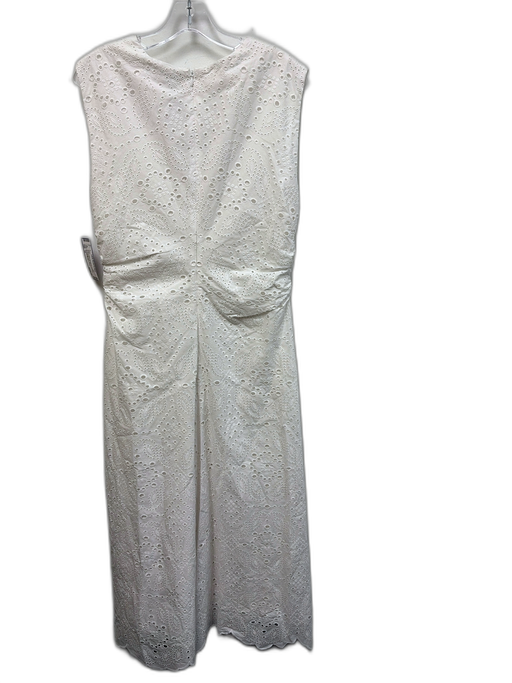 Veronica Beard Size 10 White Cotton Sleeveless V Neck Broderie Anglaise Dress White / 10