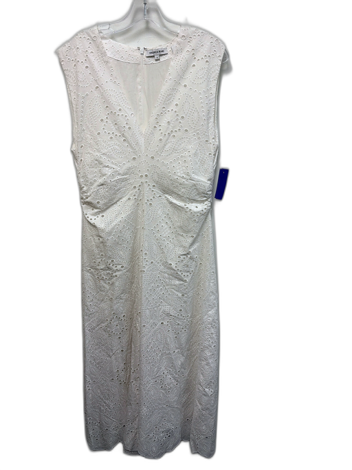 Veronica Beard Size 10 White Cotton Sleeveless V Neck Broderie Anglaise Dress White / 10