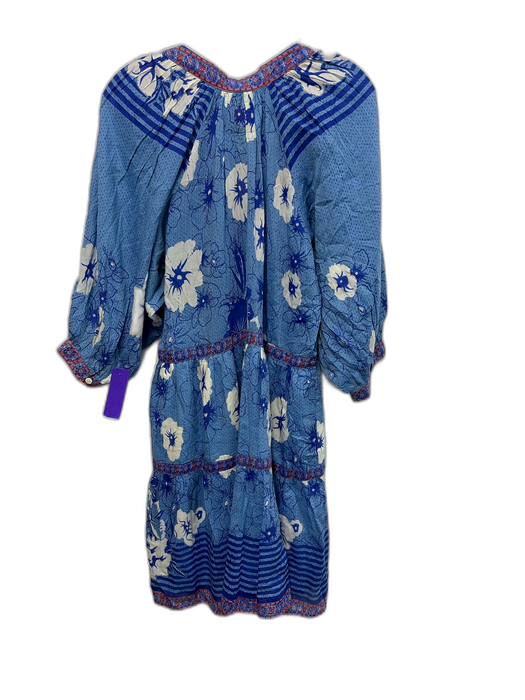 Bell by Alicia Bell Size L Blue, Orange, White Cotton & Silk 3/4 Sleeve Dress Blue, Orange, White / L