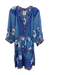 Bell by Alicia Bell Size L Blue, Orange, White Cotton & Silk 3/4 Sleeve Dress Blue, Orange, White / L