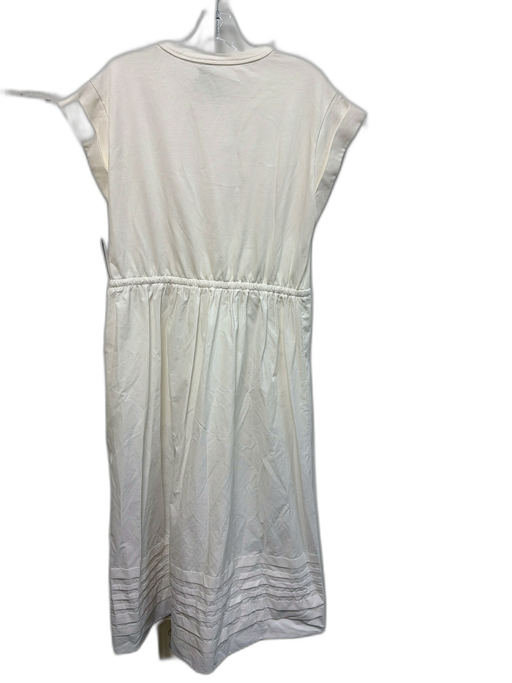 La Ligne Size L White Cotton Cap Sleeve Waist Cinch Fabric Block Midi Dress White / L
