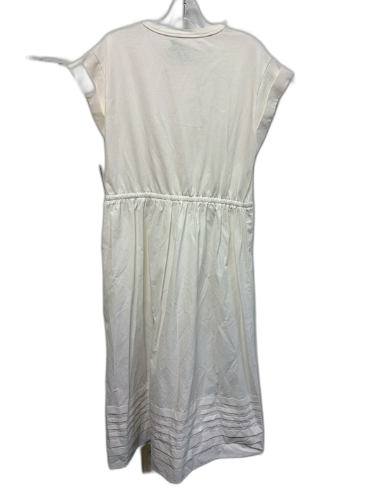 La Ligne Size L White Cotton Cap Sleeve Waist Cinch Fabric Block Midi Dress White / L