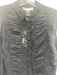 Love Shack Fancy Size L Black Silk Long Sleeve Lace Buttons Blouse Top Black / L