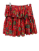 Ulla Johnson Size 10 Red & Multi Cotton Ruffle Tiers Abstract Print Mini Skirt Red & Multi / 10