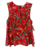 Ulla Johnson Size 10 Red & Multi Cotton Sleeveless Abstract Floral Peplum Top Red & Multi / 10