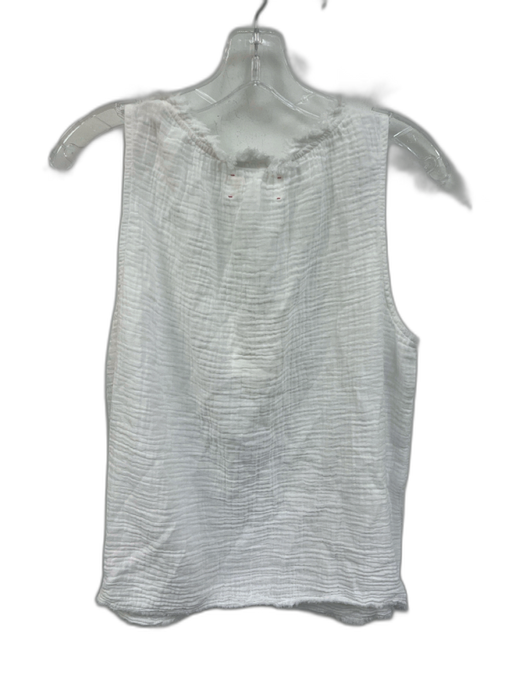 XiRENA Size M White Cotton Sleeveless Gauze Raw Edge Scoop neck Top White / M