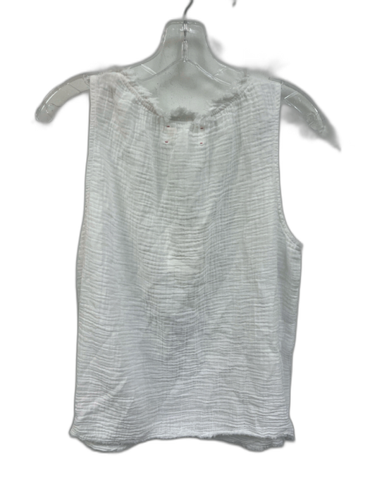 XiRENA Size M White Cotton Sleeveless Gauze Raw Edge Scoop neck Top White / M