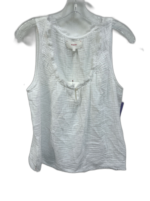 XiRENA Size M White Cotton Sleeveless Gauze Raw Edge Scoop neck Top White / M