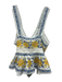 Farm Rio Size XS Blue, Yellow, White Cotton Sleeveless Tank Floral Print Top Blue, Yellow, White / XS
