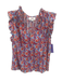 XiRENA Size M Blue, PInk, Peach Cotton Ruffle Cap Sleeve Floral Print Collar Top Blue, PInk, Peach / M