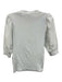 Veronica Beard Size M White Pima Cotton Blend 3/4 Puff Sleeve Rib Knit Top White / M