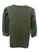 Veronica Beard Size M Green Pima Cotton Blend 3/4 Puff Sleeve Rib Knit Top Green / M