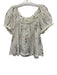 Doen Size M White & Multi Cotton Floral Lace Trim Short Puff Sleeve Top White & Multi / M