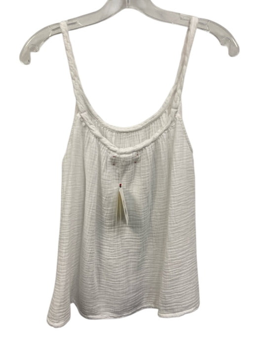 XiRENA Size M White Cotton Braided Strap Textured Round Neck Top White / M
