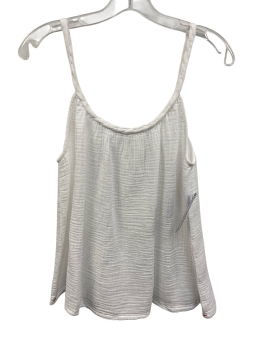 XiRENA Size M White Cotton Braided Strap Textured Round Neck Top White / M