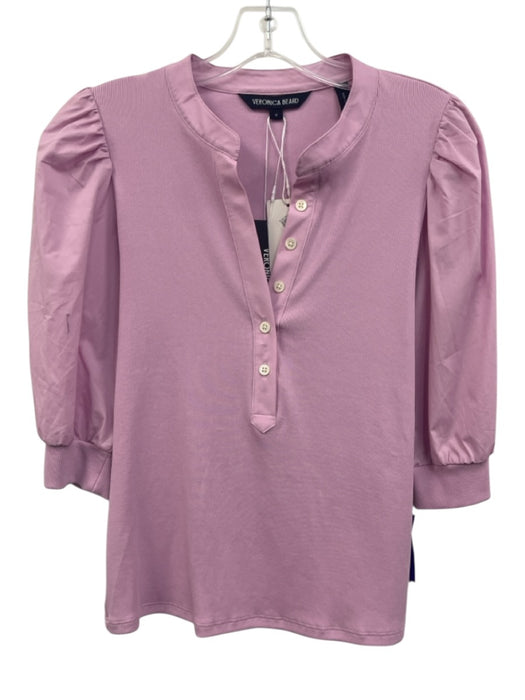 Veronica Beard Jeans Size M Light Purple Pima Cotton Blend Rib Knit Top Light Purple / M