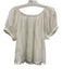Doen Size M White Cotton Short Puff Sleeve Lace Trim Pleat Detail Semi Sheer Top White / M