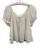 Doen Size M White Cotton Short Puff Sleeve Lace Trim Pleat Detail Semi Sheer Top White / M