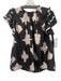 Ulla Johnson Size M / 10 Black & Purple Silk Abstract Print Short Sleeve Top Black & Purple / M / 10