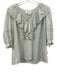 Ba&sh Size M Mint Blue Cotton 3/4 Puff Sleeve Embroidered Trim Button Down Top Mint Blue / M