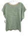 Pistola Size L Cream & Green Cotton Striped Short Cap Sleeve Boxy Crew Neck Top Cream & Green / L