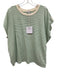 Pistola Size L Cream & Green Cotton Striped Short Cap Sleeve Boxy Crew Neck Top Cream & Green / L