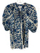 Apiece Apart Size M Blue & White Cotton Abstract Print Short Puff Sleeve Top Blue & White / M