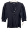 Veronica Beard Size M Navy Blue Pima Cotton Blend 3/4 Puff Sleeve Rib Knit Top Navy Blue / M