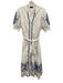 Tahari Size L White & Blue Cotton Embroidered Short Puff Sleeve Dress White & Blue / L