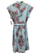 Karina Grimaldi Size M Blue & Multi Cotton Short Cap Sleeve Floral Dress Blue & Multi / M