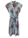 Karina Grimaldi Size M Blue & Multi Cotton Short Cap Sleeve Floral Dress Blue & Multi / M