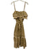Ulla Johnson Size M / 10 Khaki Beige Cotton Spaghetti Strap Grosgrain Wavy Dress Khaki Beige / M / 10