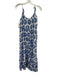 Marea Size M Blue & White Cotton Floral Tie Straps Button Front Tiered Dress Blue & White / M