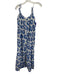 Marea Size M Blue & White Cotton Floral Tie Straps Button Front Tiered Dress Blue & White / M