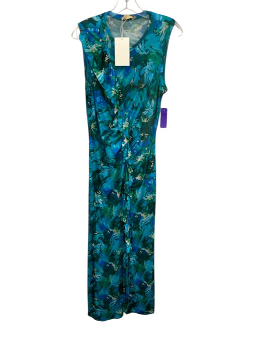 Ulla Johnson Size L Blue & Green Lyocell Abstract Floral Sleeveless slit Dress Blue & Green / L