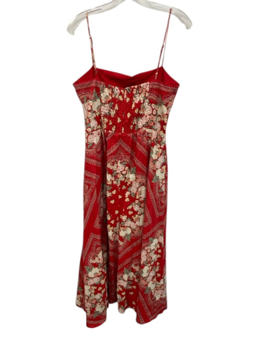 Wayf Size L Red, White & Green Linen & Rayon Floral Paisley Print Dress Red, White & Green / L