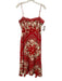 Wayf Size L Red, White & Green Linen & Rayon Floral Paisley Print Dress Red, White & Green / L