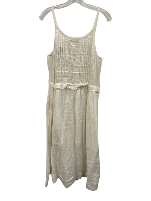 Sea New York Size M White Ramie & Cotton Spaghetti Strap Pleated Dress White / M