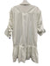 A.L.C. Size M White Cotton 3/4 Sleeve Half Button Collar Drop Waist Dress White / M