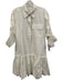 A.L.C. Size M White Cotton 3/4 Sleeve Half Button Collar Drop Waist Dress White / M