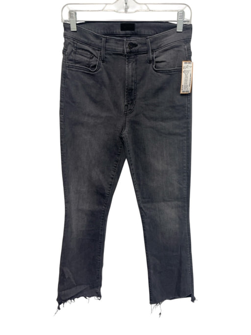Mother Size 28 Dark Grey Cotton Blend Zip & Button Faded Cropped Jeans Dark Grey / 28