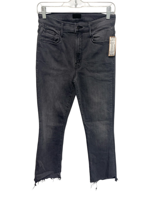 Mother Size 28 Dark Grey Cotton Blend Zip & Button Faded Cropped Jeans Dark Grey / 28