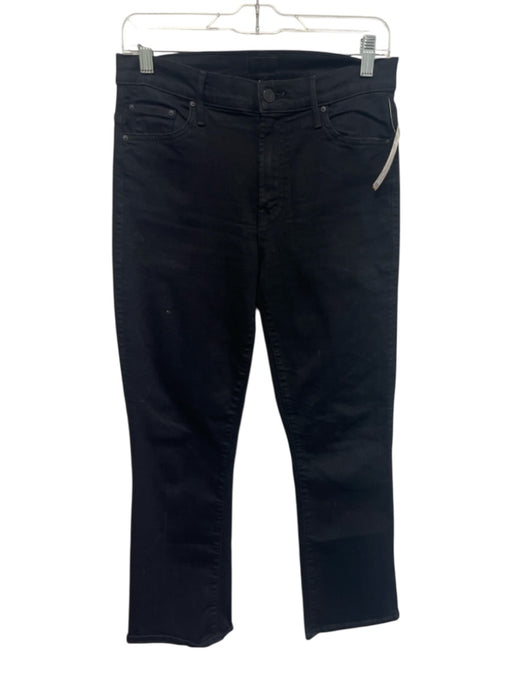 Mother Size 28 Black Cotton Blend Zip & Button Cropped High Rise Jeans Black / 28