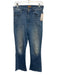 Mother Size 28 Blue Cotton Blend Zip & Button Whiskering Frayed Hem Jeans Blue / 28