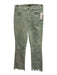 Mother Size 28 Light Green Cotton Blend Zip & Button Whiskering Frayed Hem Jeans Light Green / 28