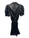 Alice + Olivia Size 0 Black PU Leather Button Front Puff Sleeve Tie Belt Dress Black / 0