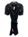 Alice + Olivia Size 0 Black PU Leather Button Front Puff Sleeve Tie Belt Dress Black / 0