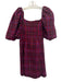 Koch Size 40 Red, Blue & Mulit Cotton Blend Plaid Puff Sleeve Mini Dress Red, Blue & Mulit / 40
