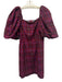 Koch Size 40 Red, Blue & Mulit Cotton Blend Plaid Puff Sleeve Mini Dress Red, Blue & Mulit / 40