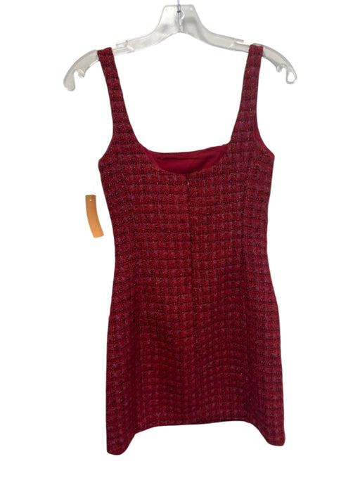 Amanda Uprichard Size XS Red Multi Wool Blend Tweed Zip Back Mini Dress Red Multi / XS